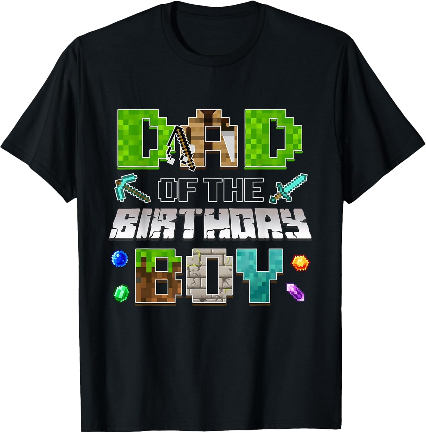 Dad of The Birthday Boy Funny Gaming Birthday Pixel Party T-Shirt