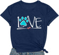 Dog Lover Shirts for Women Cute Paw Love Heart Print T-Shirt Dog Mom Short Sleeve Tee Tops