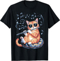 Marching Band Musician Flutist Cat Playing Flute Player T-Shirt