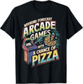Weekend Forecast Arcade Gamer Pizza Gaming Video Game Arcade T-Shirt