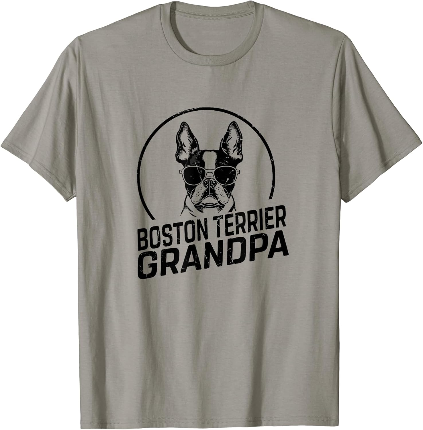 Boston Terrier Dog Grandpa Grand Paw Dog Lover Gifts Men Dad T-Shirt