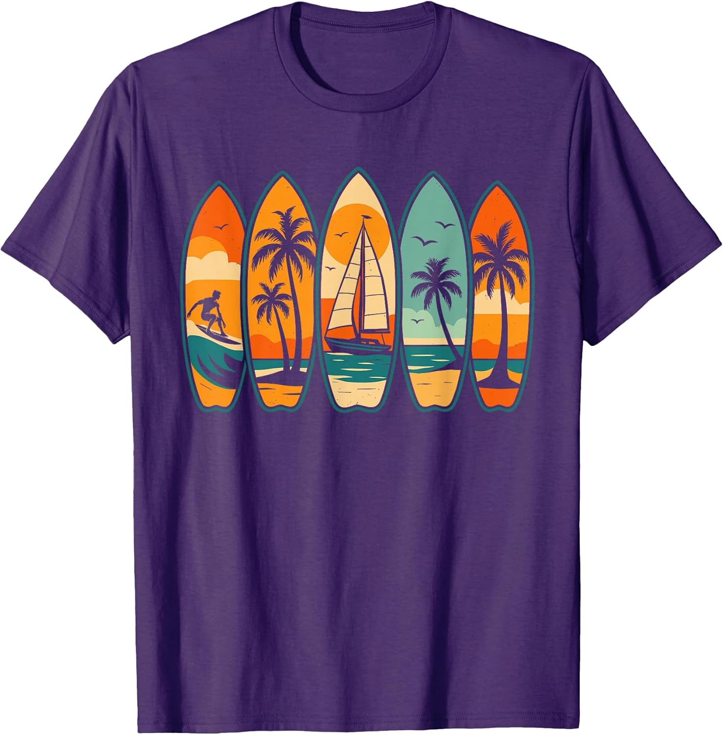 Retro Surfing Vintage Surfboard Surfer Tee