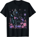 Halloween Black Cat Galaxy Costume Cat Lover Womens Girls T-Shirt
