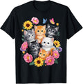 Cute Cats Flower Floral Kitten T-Shirt