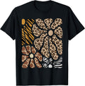 Safari Floral Boho Flowers Cute Animals Girls Leopard Print T-Shirt