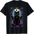 Tarot Card Crescent Moon Black Cat Lover Tarot Cat Vintage T-Shirt