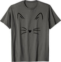 Women's Cat Face Whiskers Print Tee Kitty Lover T-Shirt T-Shirt