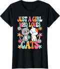 Just A Girl Who Loves Cats Cute Cat Lover Kitten Girls Kids T-Shirt