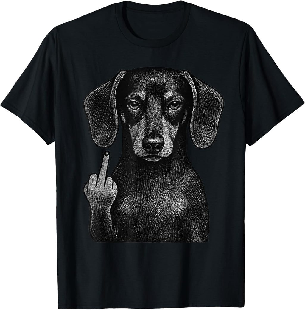 Dachshund Middle Finger Sarcastic Dog Lover T-Shirt