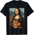 Funny Mona Lisa Holding Cat Meme Sarcastic Kitty Lover T-Shirt