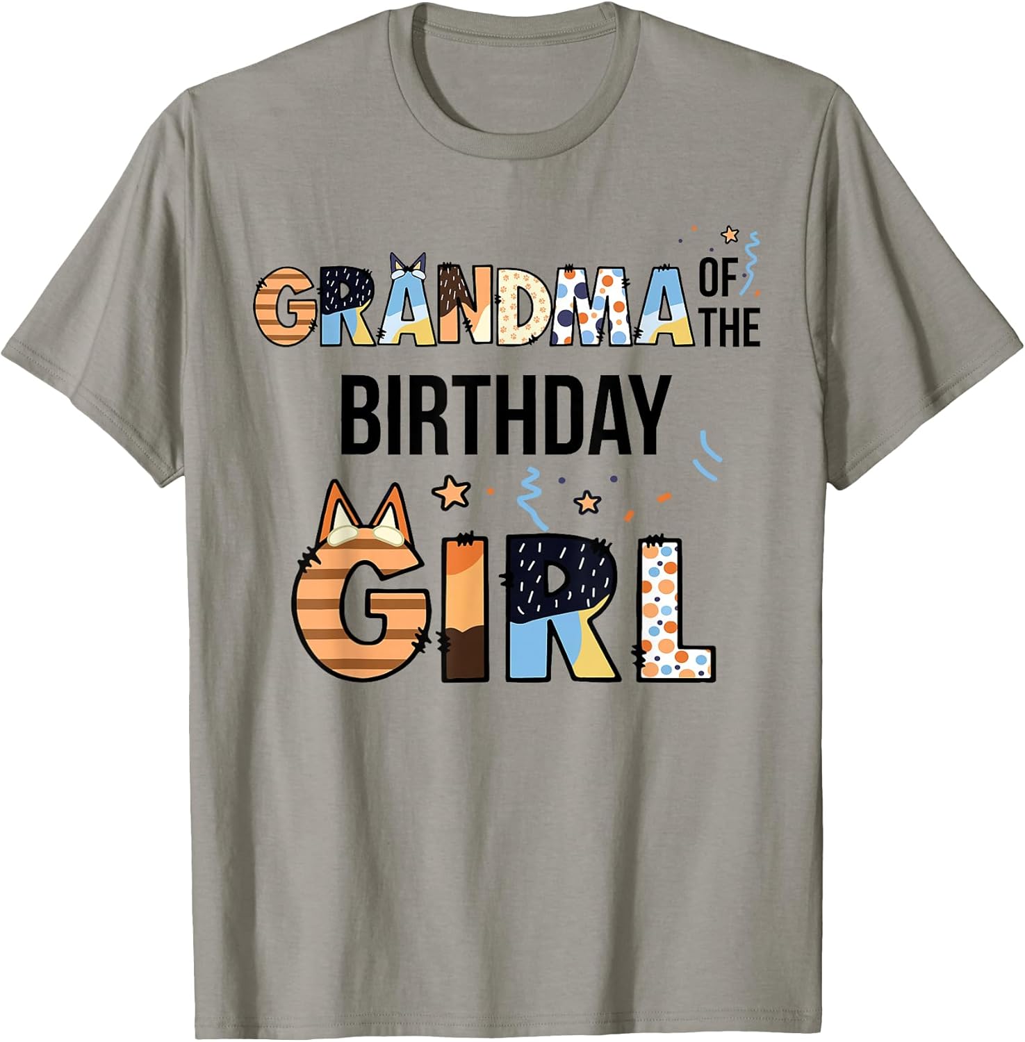 Grandma of The Birthday Girl Party Blue Dog Lover Matching T-Shirt