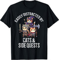 Gamer Easily Distracted by Cats Side Quests Men Boys Kids T-Shirt