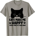 Cats Make Me Happy Humans Make My Head Hurt Black Cat Lover T-Shirt
