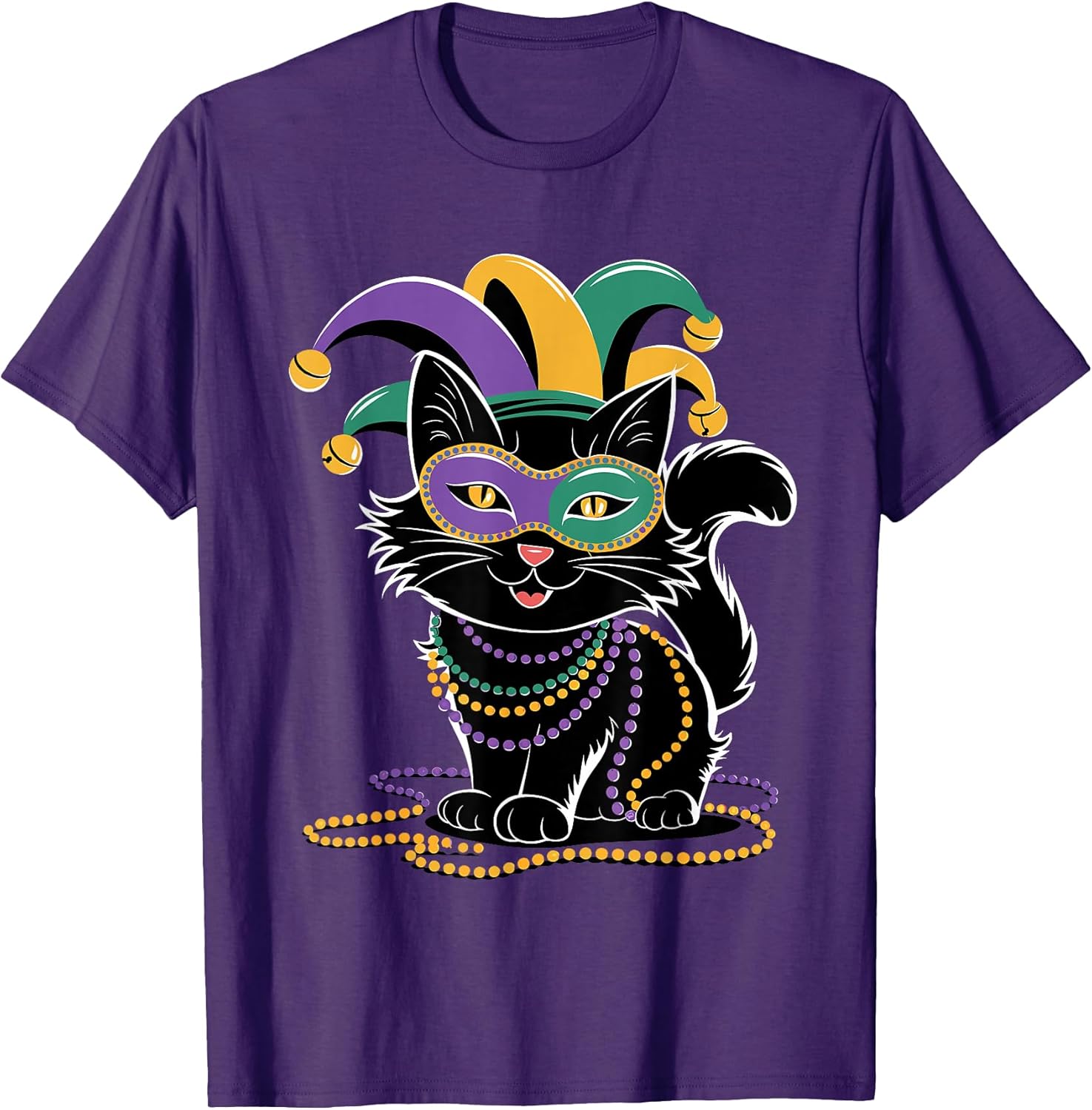 Cute Mardi Gras Cat for Women Girls Cat Lovers Carnival Mask T-Shirt