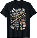 Flute And Books Marching Band Musician Flutist Flute Player T-Shirt