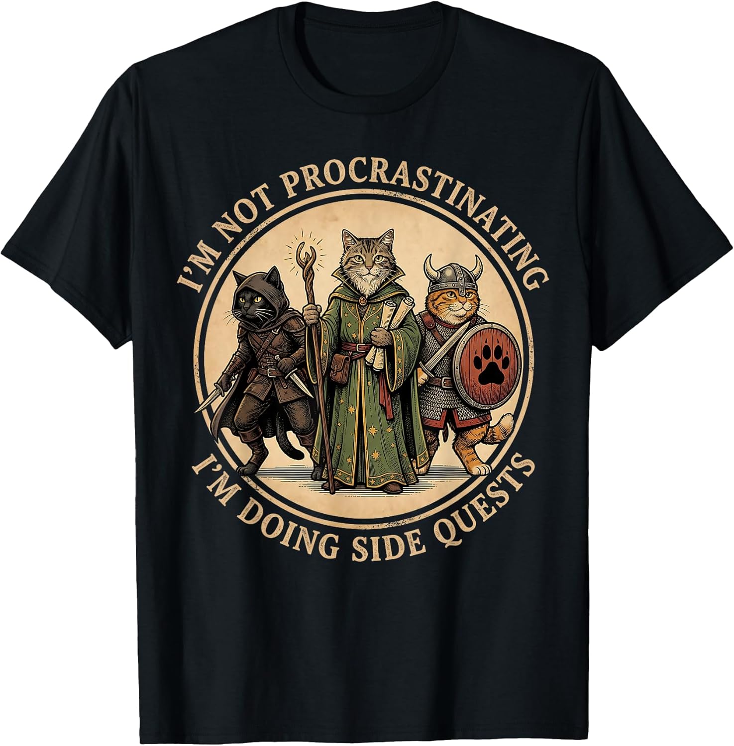 Gamer Cat RPG Side Quests Vintage
