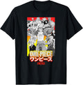 Anime Character Collage with Stencil Logo T-Shirt