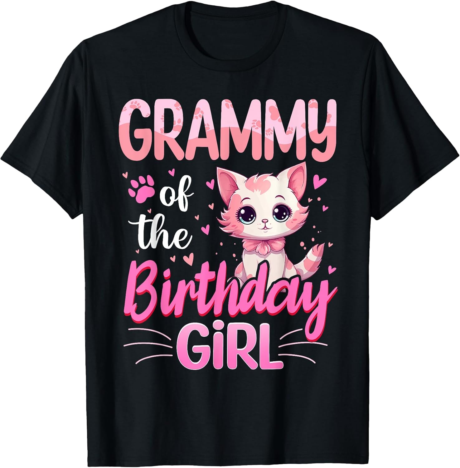 Grammy Of The Birthday Girl Cute Cat Lover Kitten Kid T-Shirt
