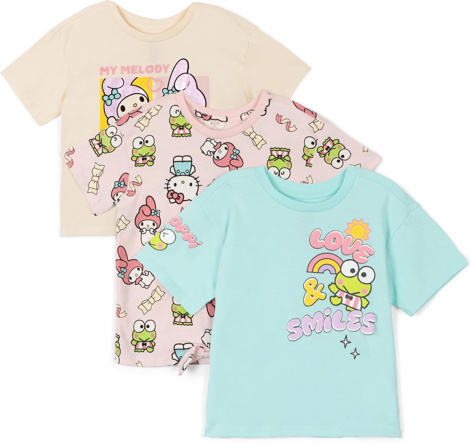 Girls 3 Pack T-Shirts Toddler to Big Kid Sizes (2T - 14-16)