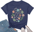 Womens Jesus Cross Graphic Tee Bible Verse Shirts Christian Religious T Shirt Casual Short Sleeve Jesus Devotee Gift Tops