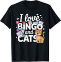 Cat Lover I Love Bingo And Cats Gambling Bingo Player Bingo Men Women T-Shirt