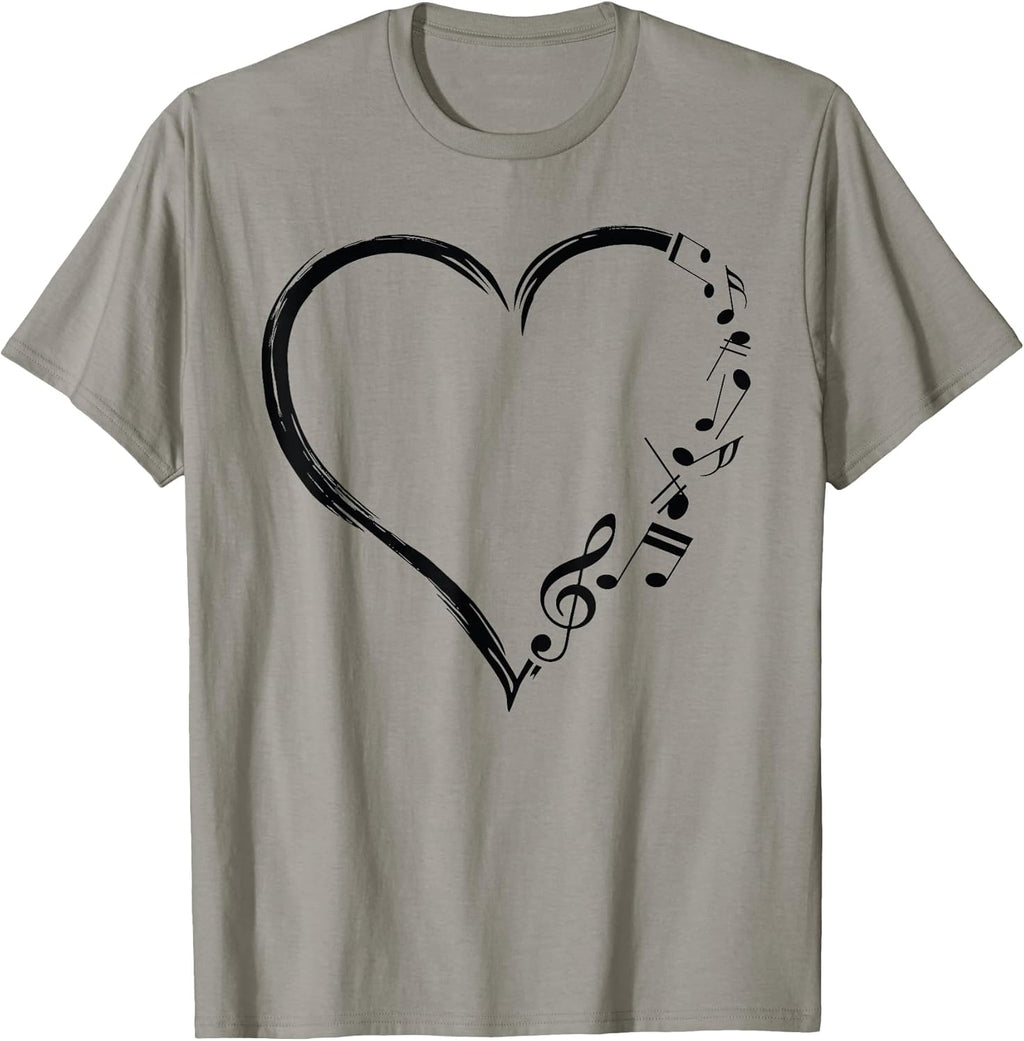 Love Music Musician Heart with Notes Clef Funny Musicians T-Shirt Small