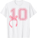 Birthday Girl Pink Coquette Bow 10 Year Old Aesthetic Girly T-Shirt