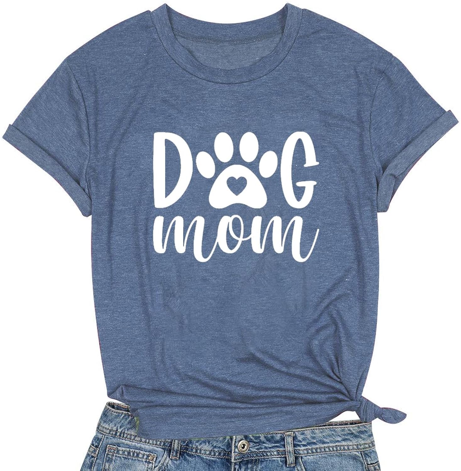 Dog Mom Tshirts Women Dog Paw Printed Mom Shirt Casual Short Sleeve Tee Tops