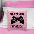 Gamer Girl Personalized Pink Throw Pillow