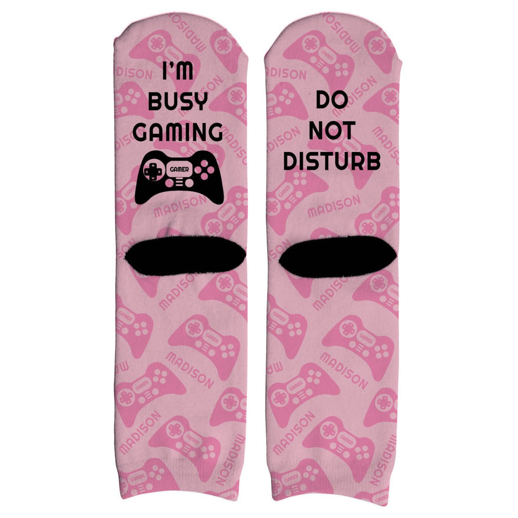 I'm Busy Gaming Pink Personalized Adult Crew Socks