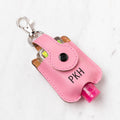 Initials Pink Leatherette Personalized Mini Sanitizer Holder