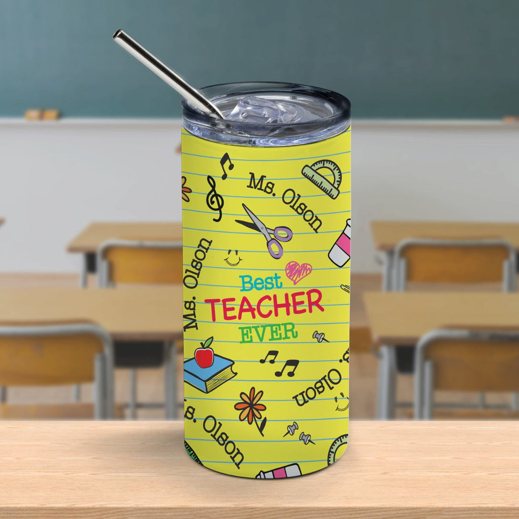 Best Teacher Ever Stainless Steel Tumbler with Straw