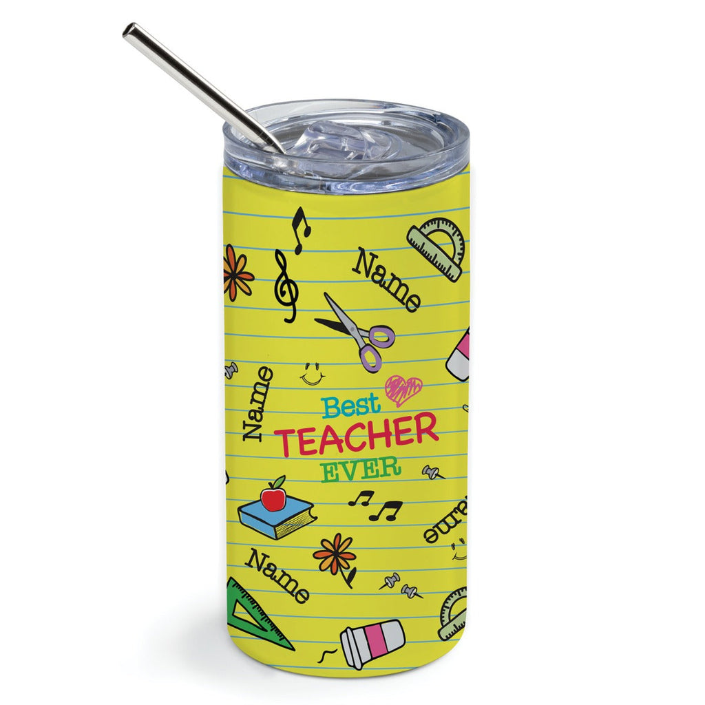 Best Teacher Ever Stainless Steel Tumbler with Straw