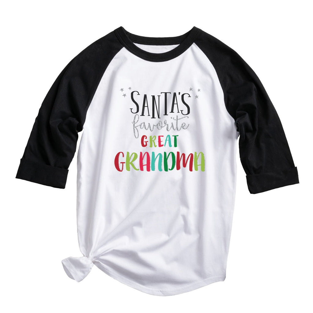 Santa's Favorite Great Grandma Black Sleeve Sports Jersey