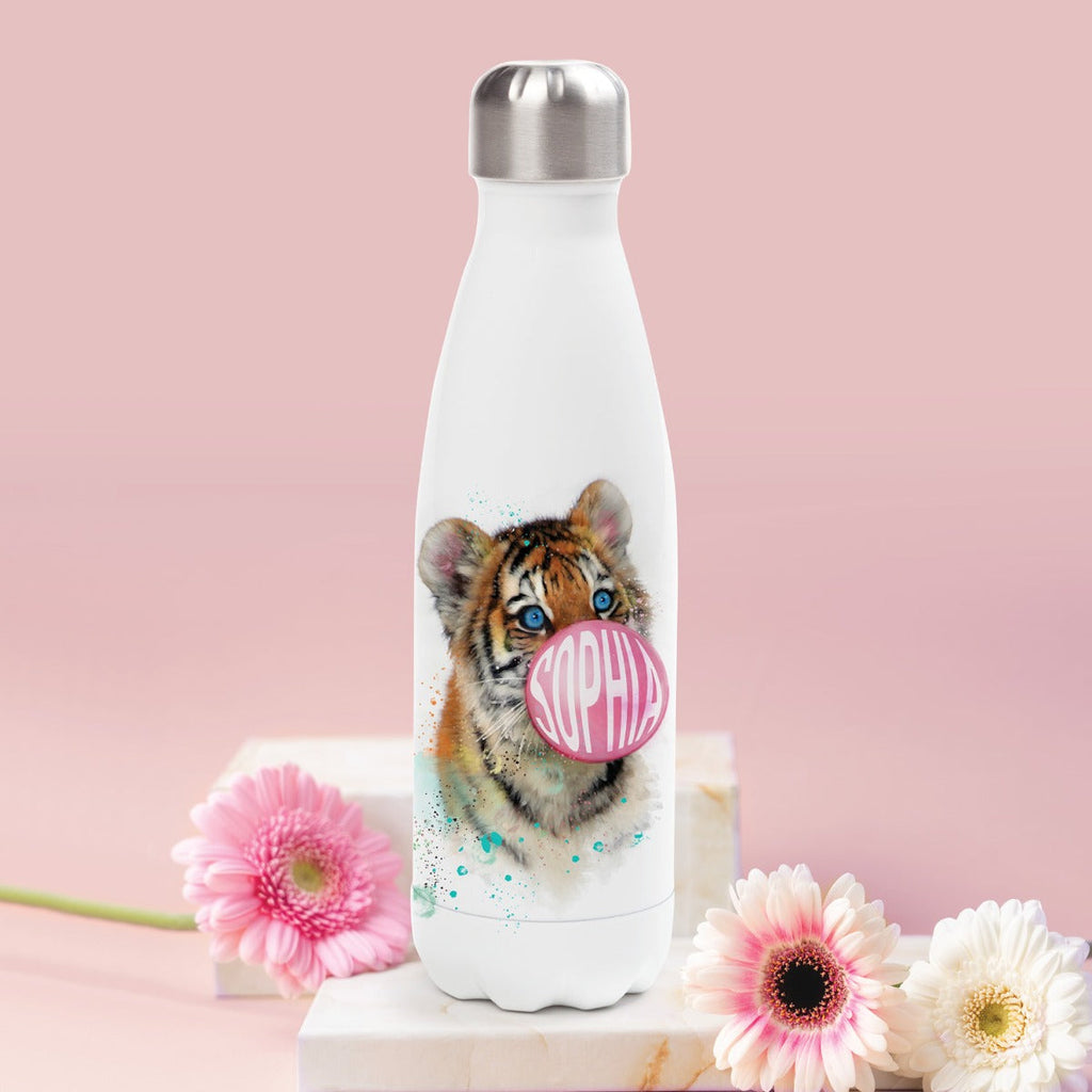 Bubble Gum Tiger Personalized Stainless Steel Water Bottle