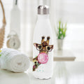 Bubble Gum Giraffe with Glasses Personalized Stainless Steel Water Bottle