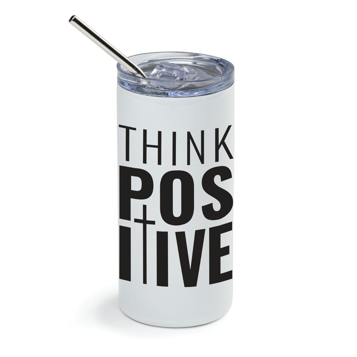 Think Positive Stainless Steel Tumbler with Straw
