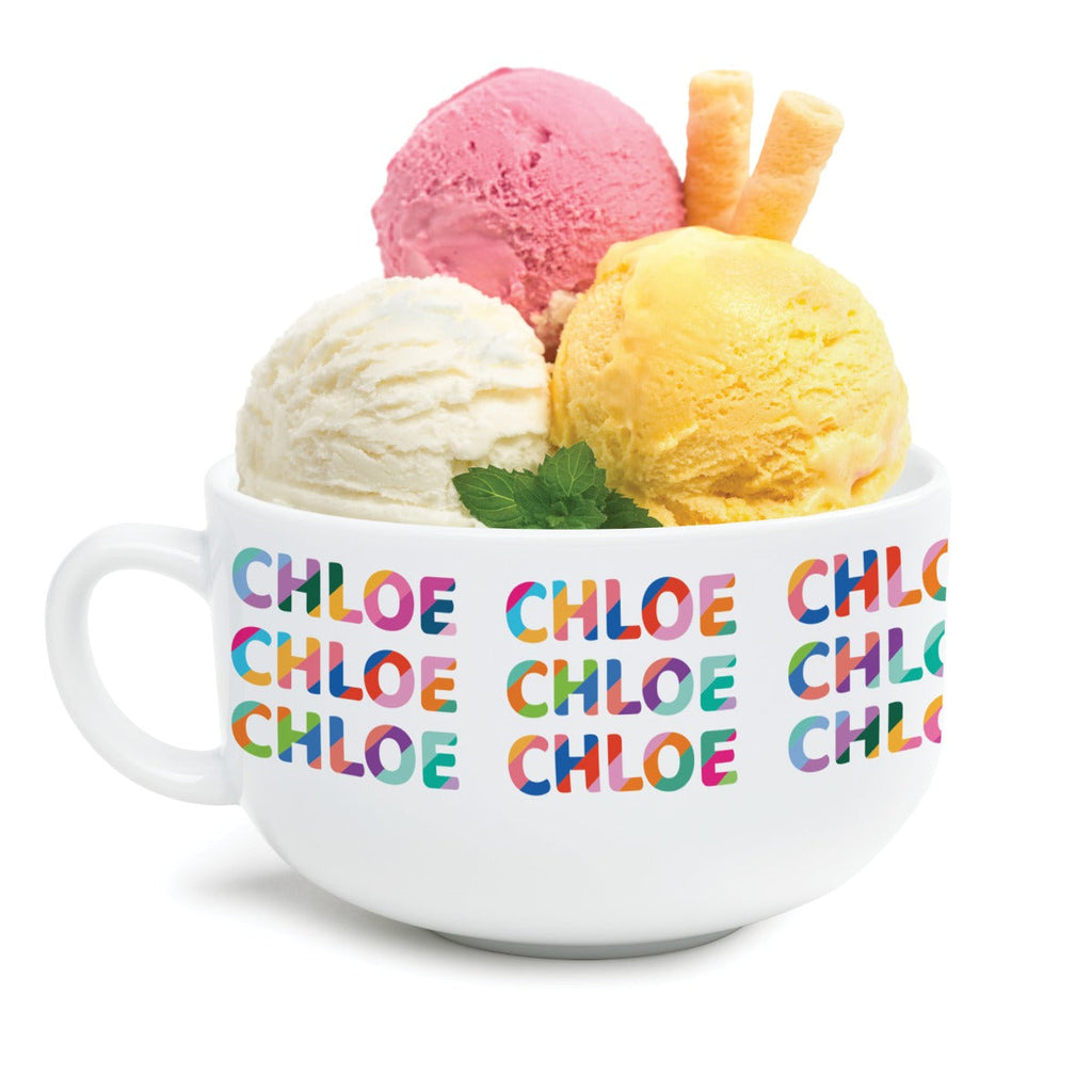 Colorful Name Pattern for Her Personalized Ice Cream Bowl