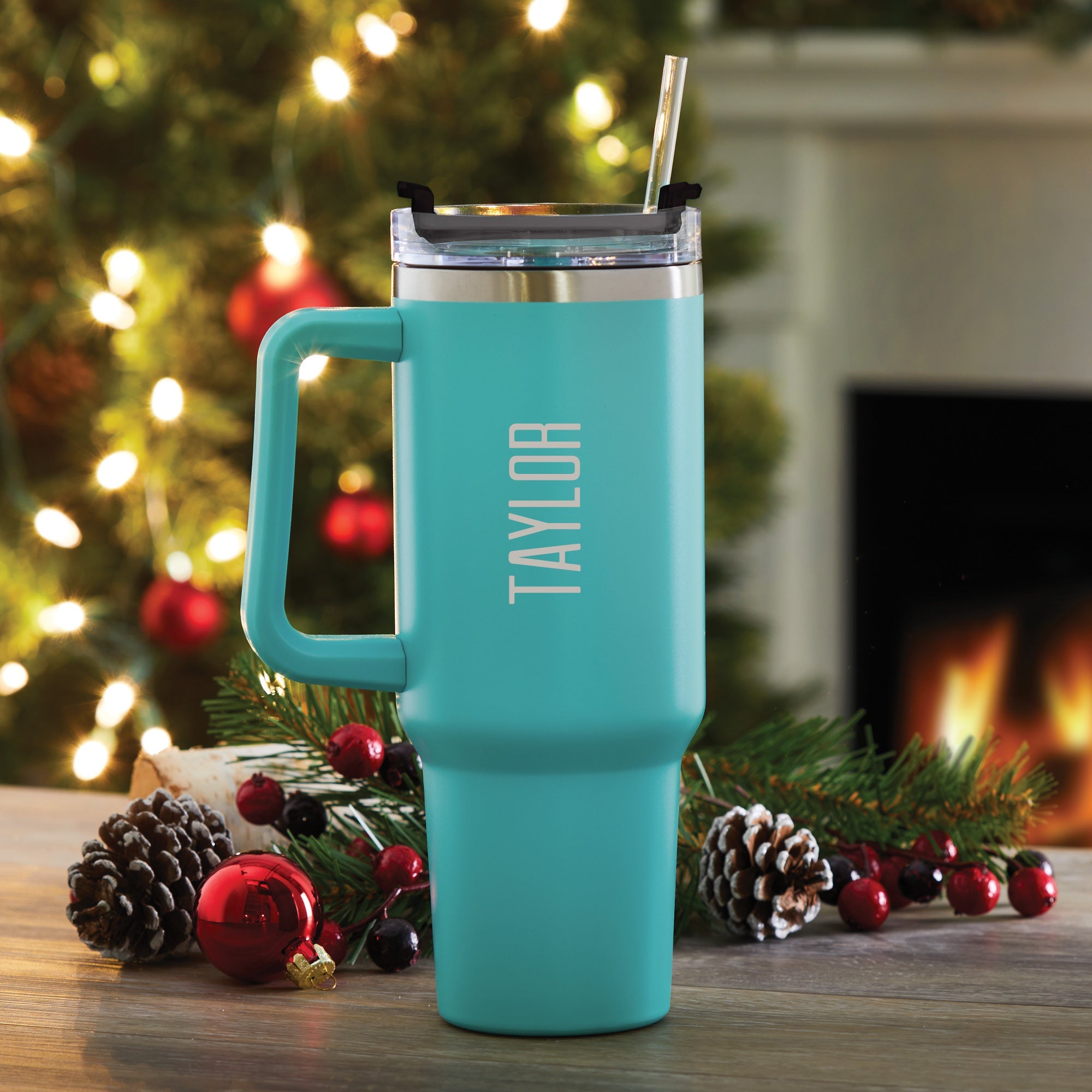 Block Name Aqua Stainless Steel 40 Oz Travel Mug with Handle