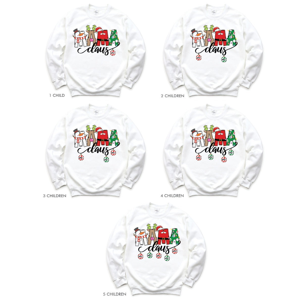 Mama Claus Adult White Sweatshirt - 3 Children