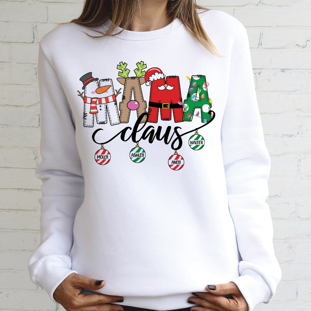 Mama Claus Adult White Sweatshirt - 4 Children