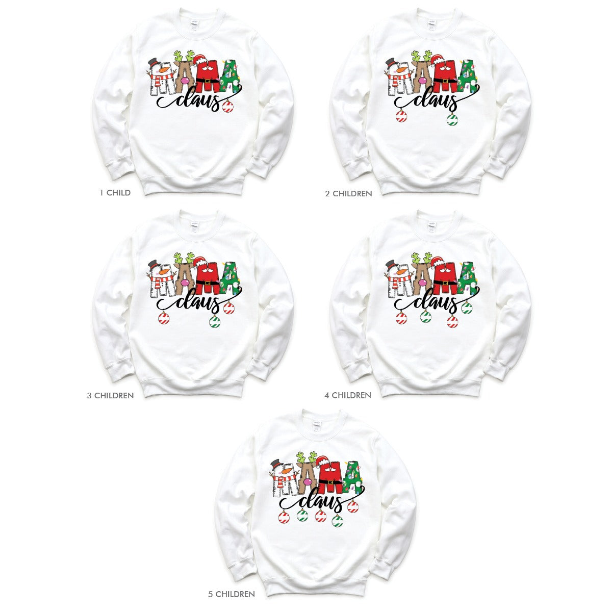 Mama Claus Adult White Sweatshirt - 5 Children