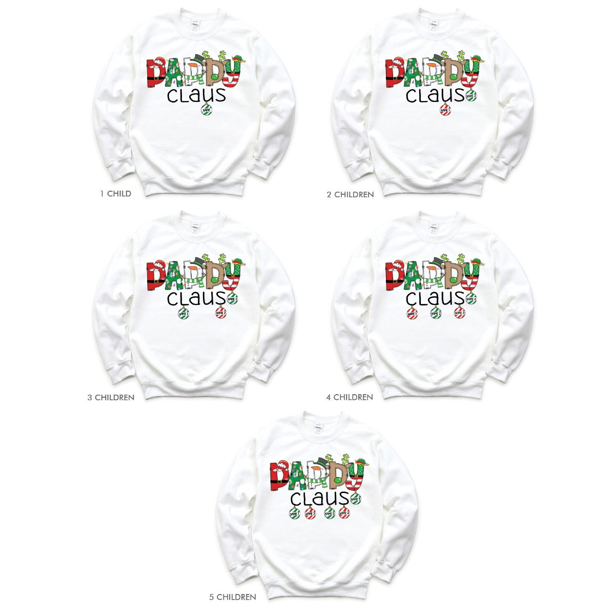 Daddy Claus Adult White Sweatshirt -3 Children