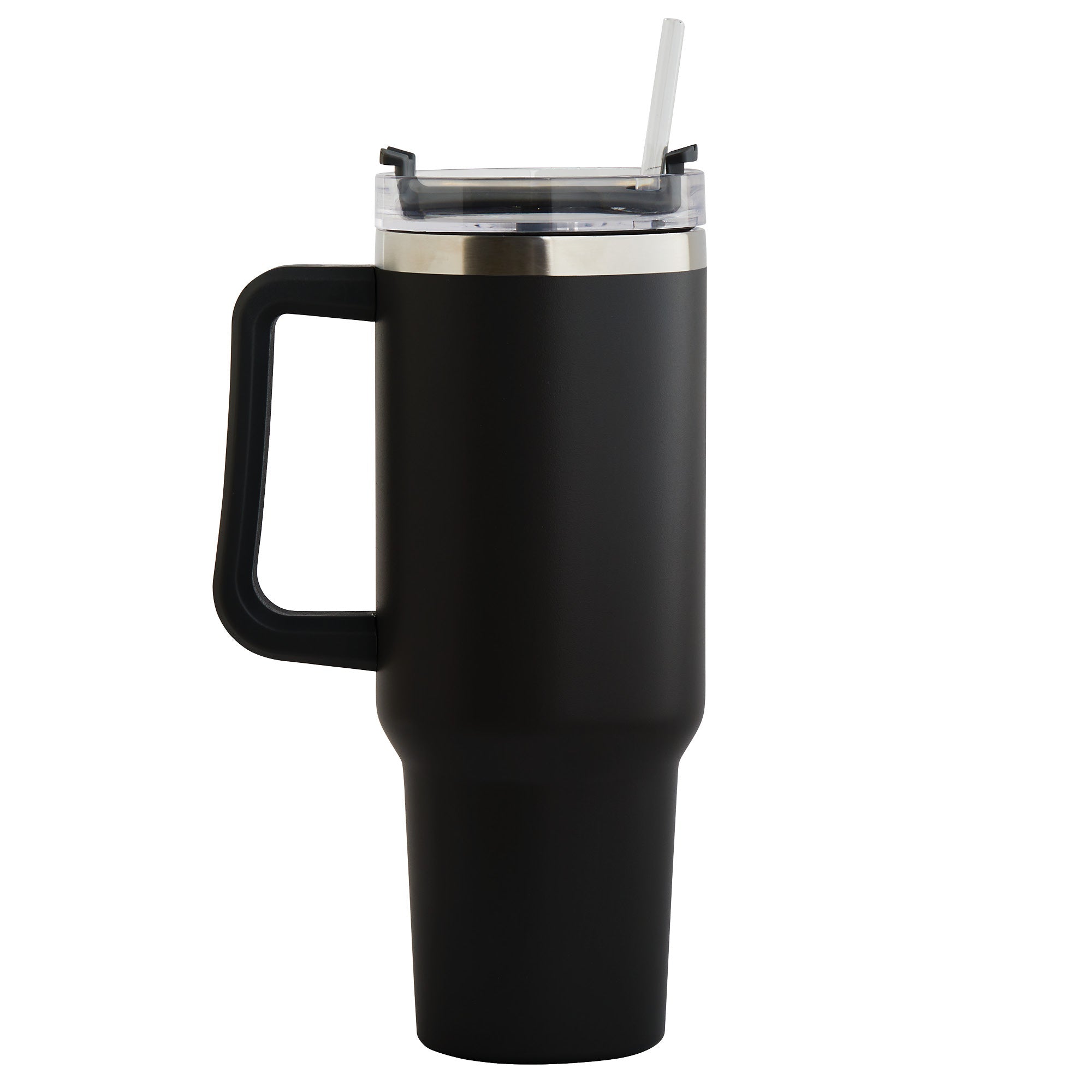 Script Name 40 Oz Travel Mug with Handle Stainless Steel - Black