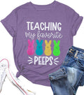 Teaching My Favorite Peep Shirt for Women Easter Teacher T-Shirt Funny Bunny Graphic Tee Top