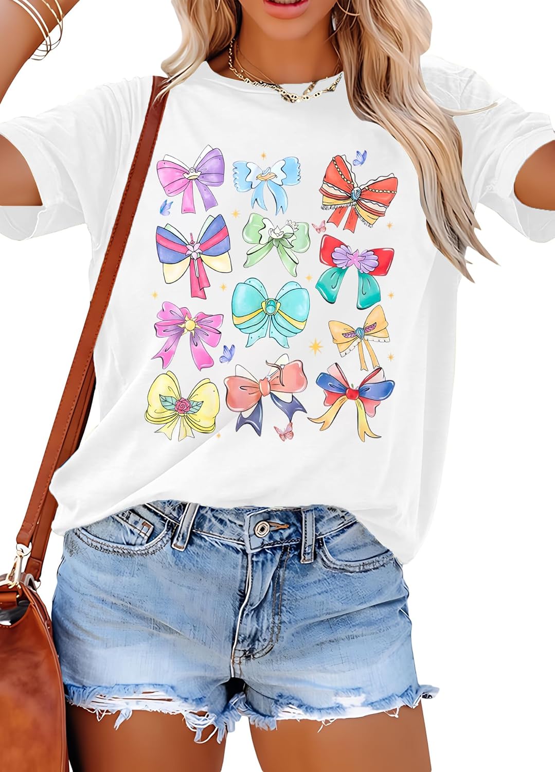 Magical Shirt Women Magic Kingdom Princess Shirts Oversized Cute Ribbons and Bows Shirt Family Holiday Vacation Tee Tops