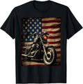 Motorcycle USA Flag Retro Biker T-Shirt