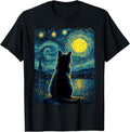 Black Cats Lover Starry Night Vincent Van Gogh T-Shirt