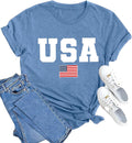 American Flag Shirts for Women 4th of July T-Shirt USA Print Patriotic Shirt Stars and Stripes Tees