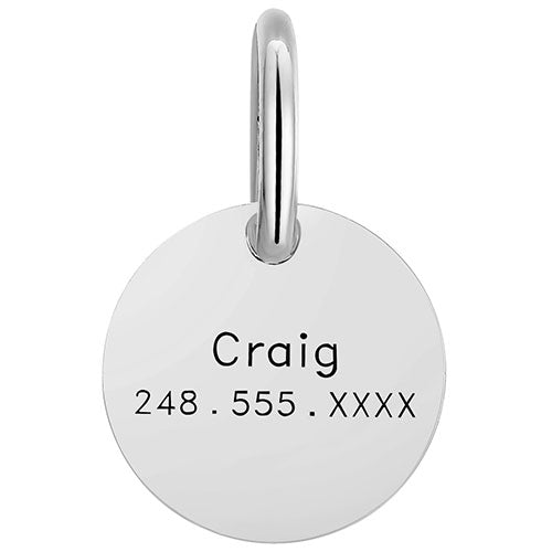 Stainless Steel Personalized Engraved Disc with Paw-Print Pet Tag